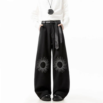 AIDASE  -  2025 New Men Casual Trousers American Style Embroidered Decoration Design Trendy Loose Straight-leg Men's Pants 21E6858 aidase-shop